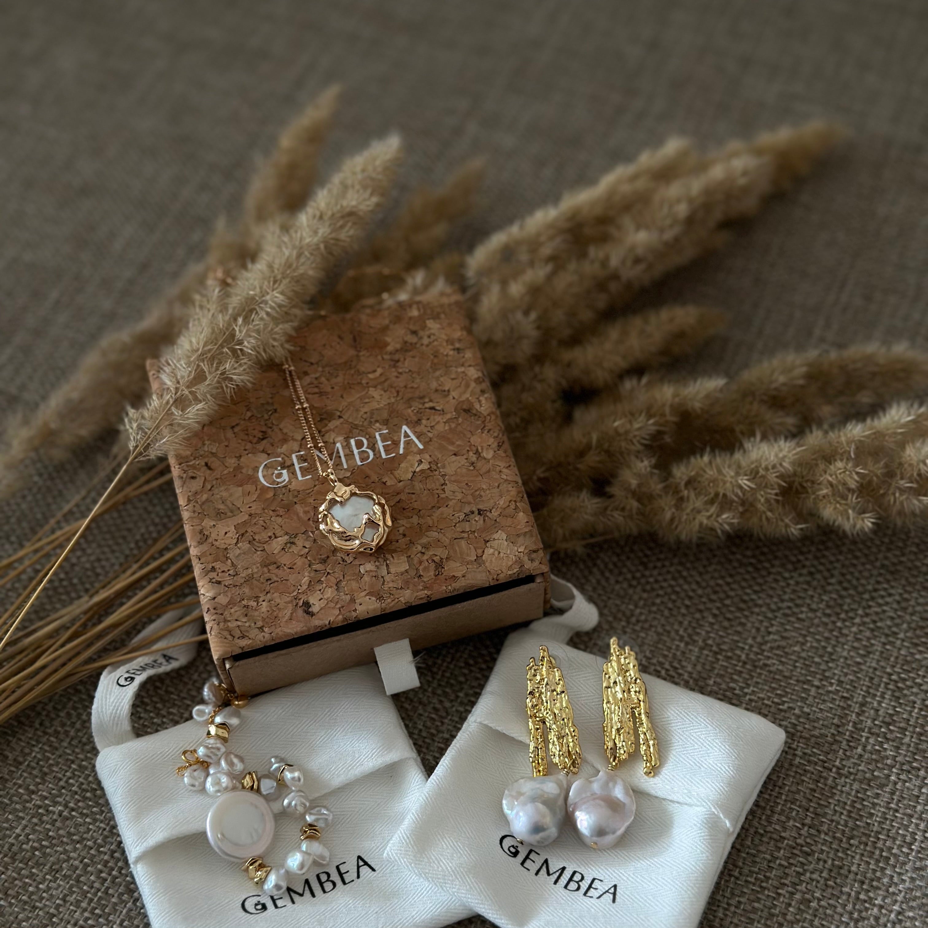 Baroque pearl necklace, earrings and bracelet-Gembea Jewelry