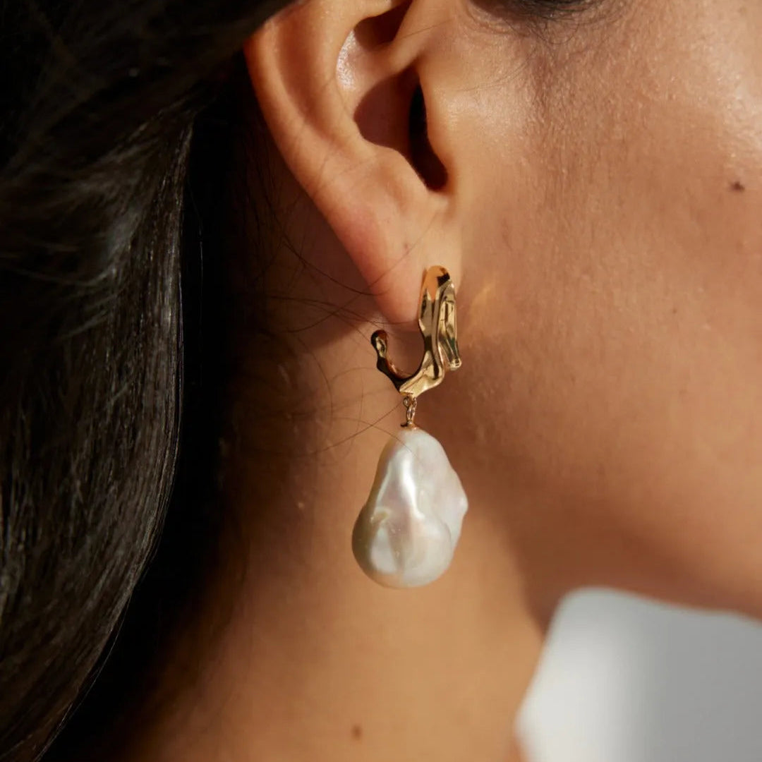 Baroque Pearl Drop Earrings-Gembea Jewelry