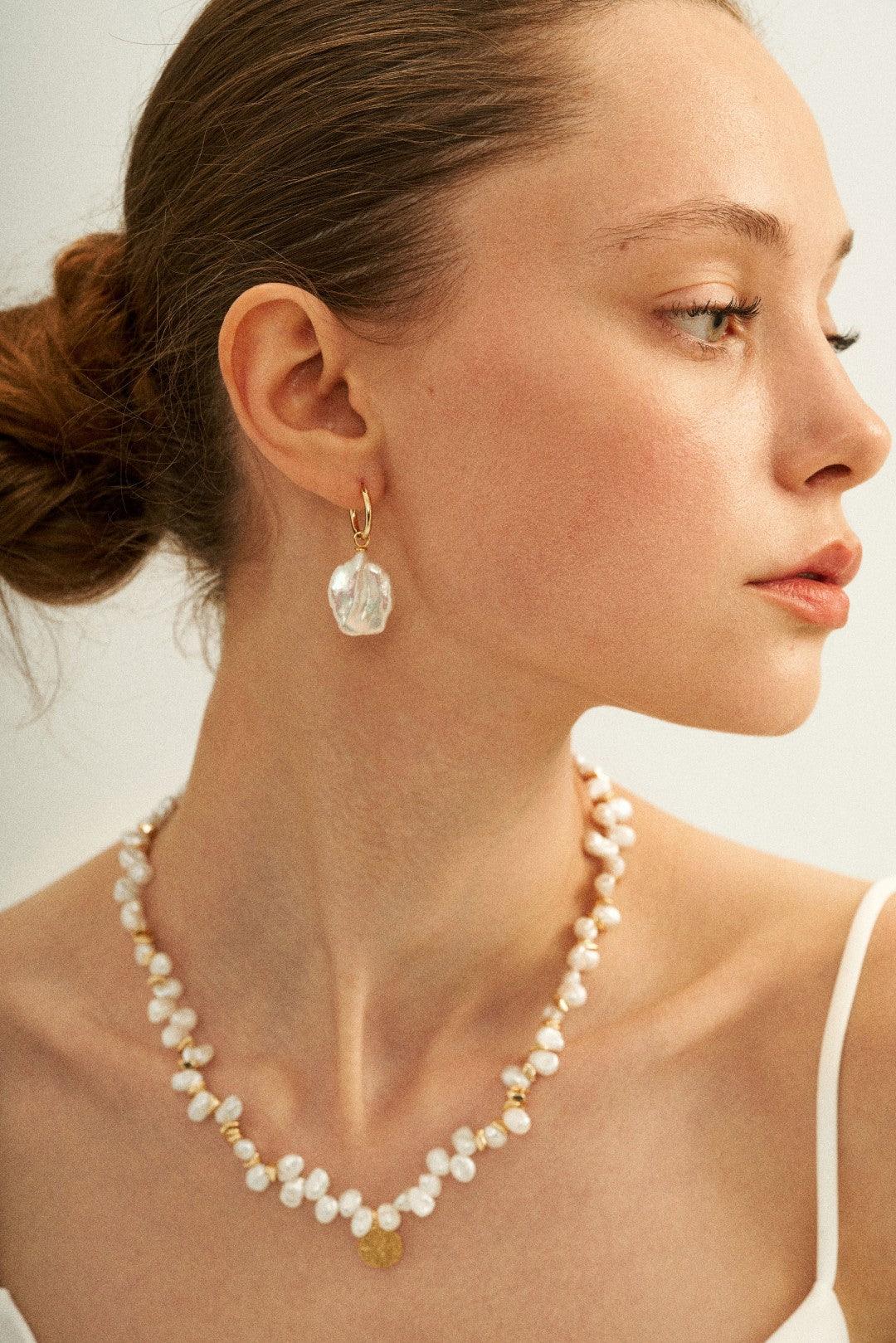 Petal Baroque Pendant Hoop Earrings - Gembea Jewelry