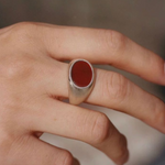 Gembea jewelry Wide Silver Brushed Agate Ring