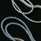 Pearl White Agate Long Necklace - Gembea Jewelry