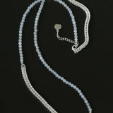 Pearl White Agate Long Necklace - Gembea Jewelry