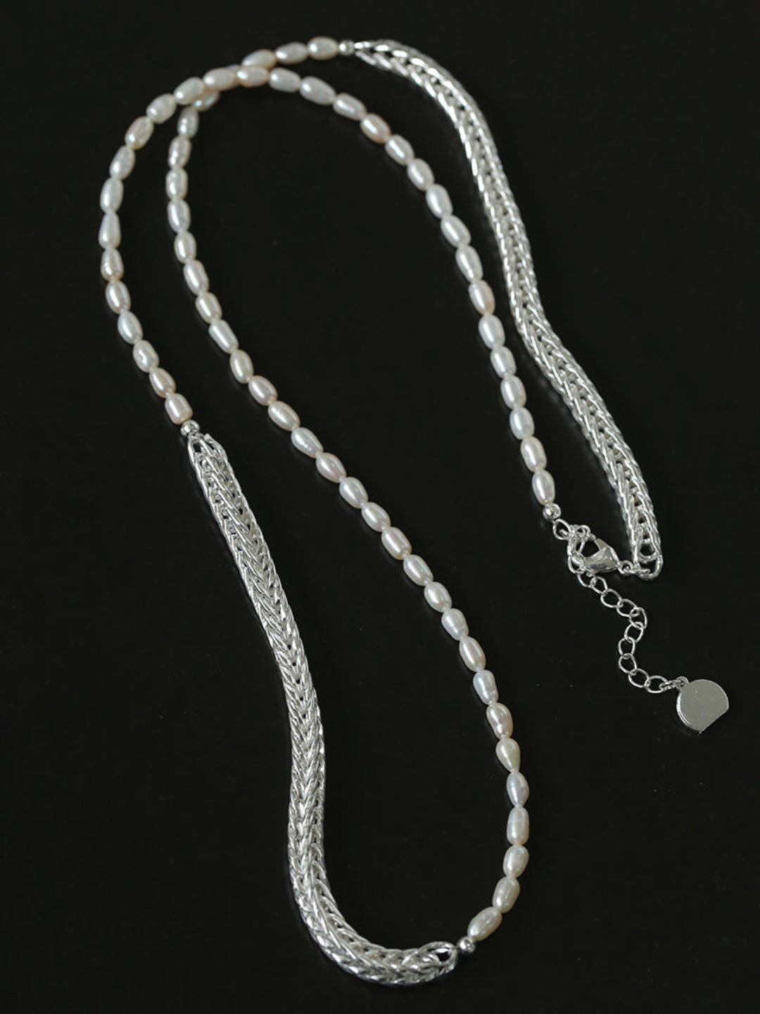Pearl White Agate Long Necklace - Gembea Jewelry