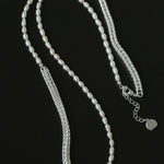 Pearl White Agate Long Necklace - Gembea Jewelry