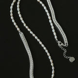 Pearl White Agate Long Necklace - Gembea Jewelry
