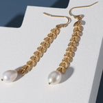 Love and the City Leaf Pearl Earrings - Gembea Jewelry