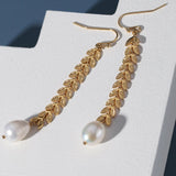 Love and the City Leaf Pearl Earrings - Gembea Jewelry