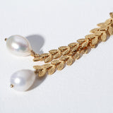 Love and the City Leaf Pearl Earrings - Gembea Jewelry