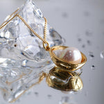 Oval Pendant Baroque Shaped Pearl Necklace - Gembea Jewelry