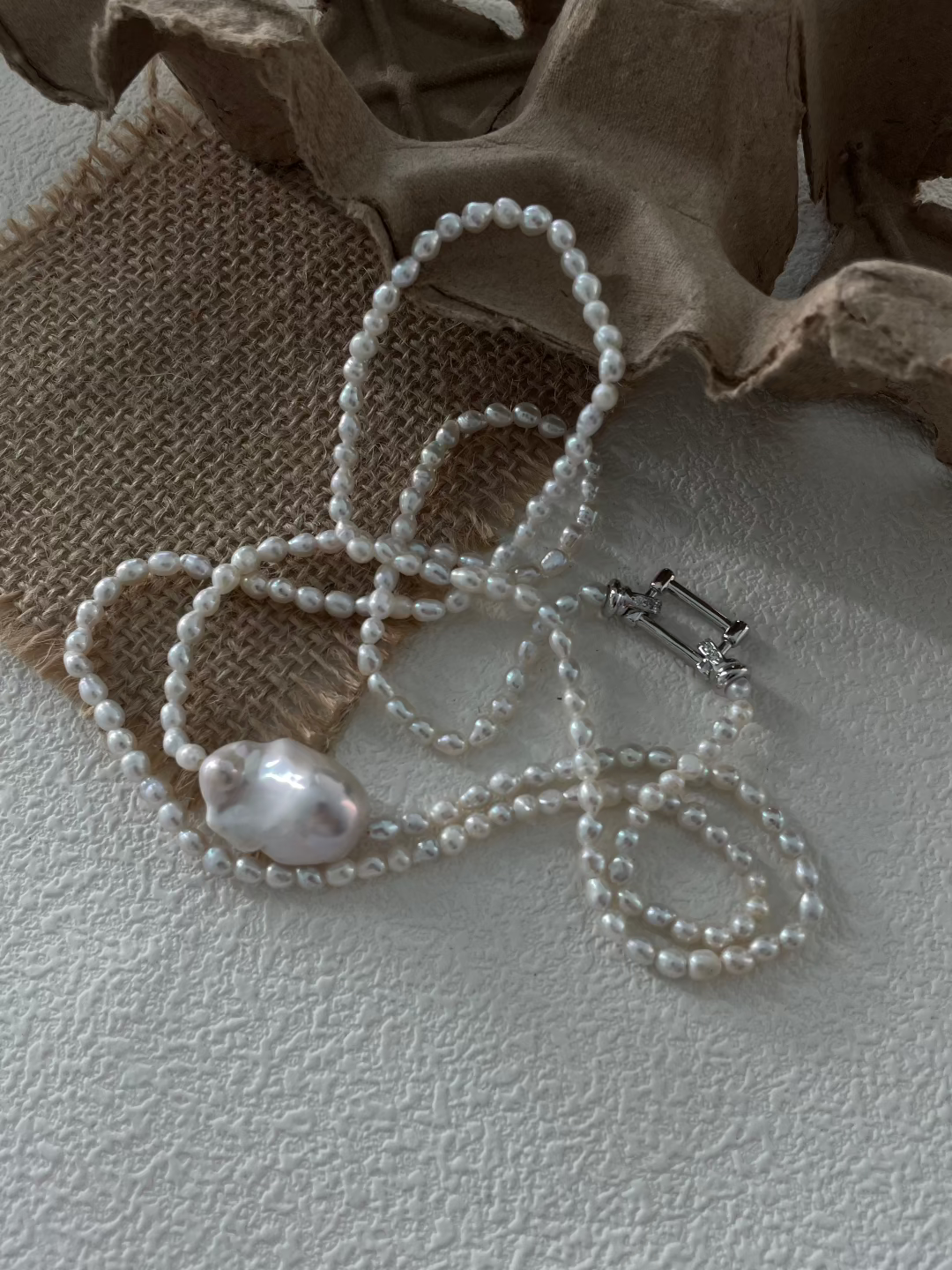 Double Layers Pearl Baroque Necklace - Gembea Jewelry