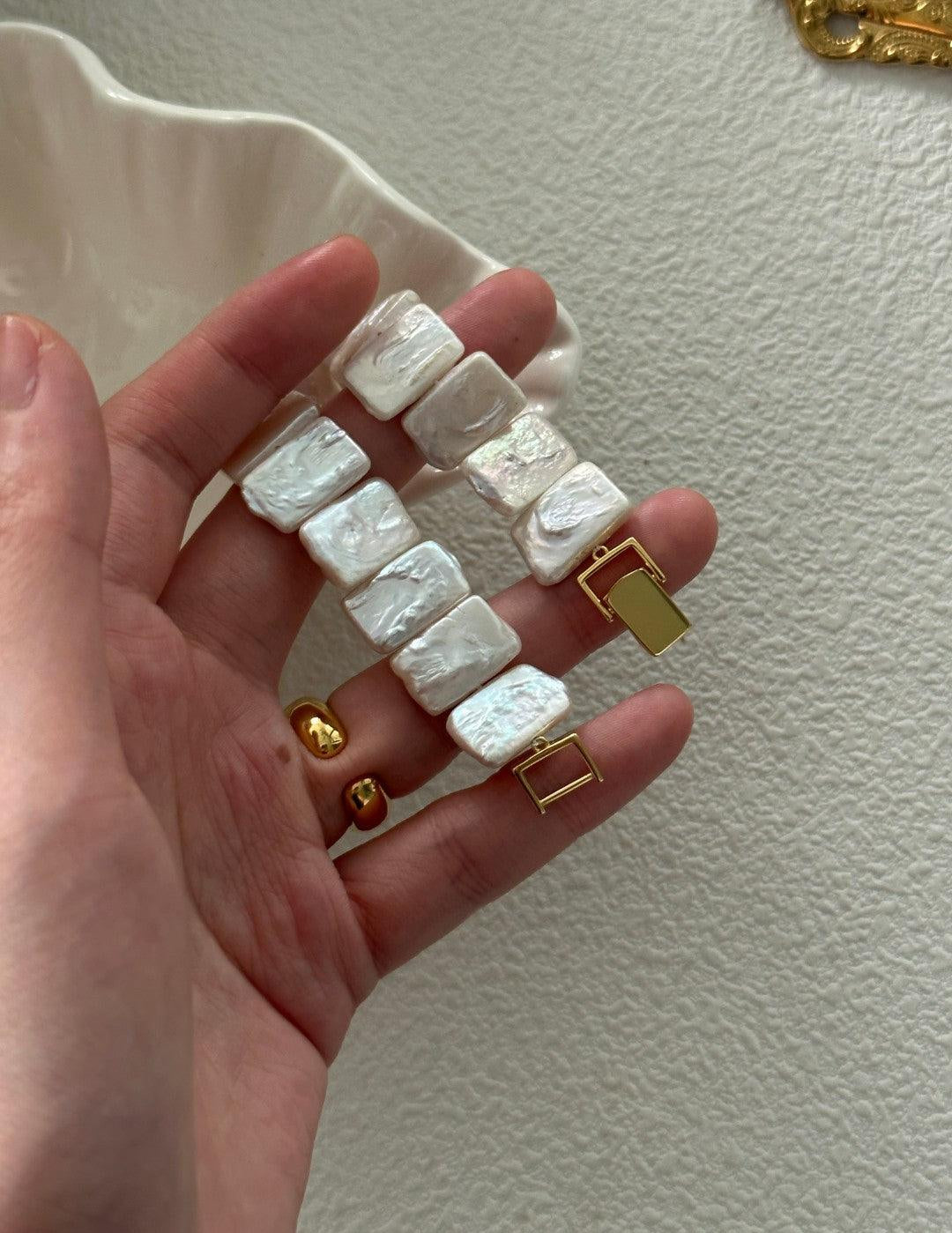 Rectangular Baroque Pearl Bracelet - Gembea Jewelry