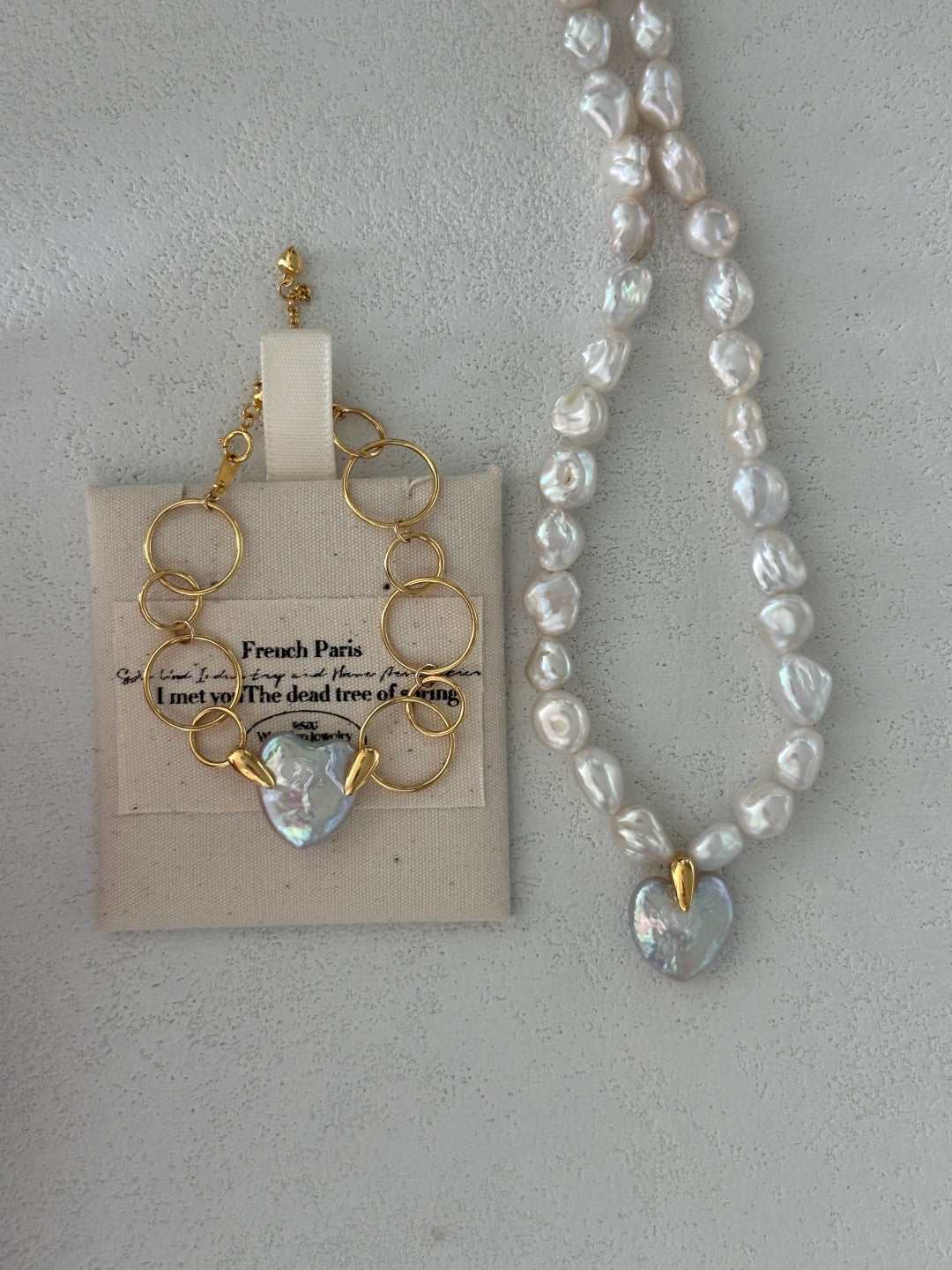 Gembea JewelryLove Pendant Shaped Baroque Pearl Beaded Necklace