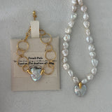 Gembea JewelryLove Pendant Shaped Baroque Pearl Beaded Necklace