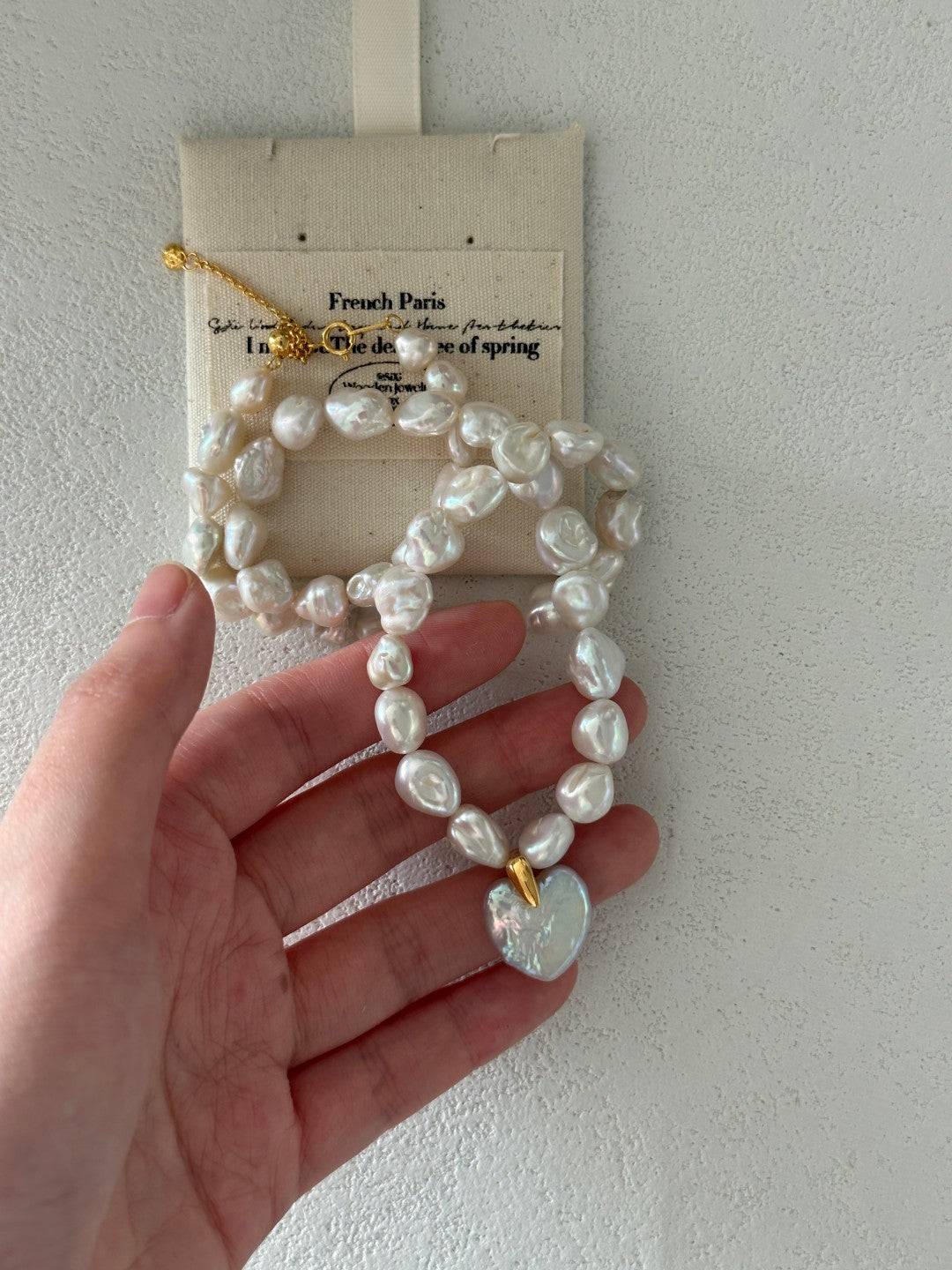 Gembea JewelryLove Pendant Shaped Baroque Pearl Beaded Necklace