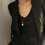 Oval Pendant Baroque Shaped Pearl Necklace - Gembea Jewelry