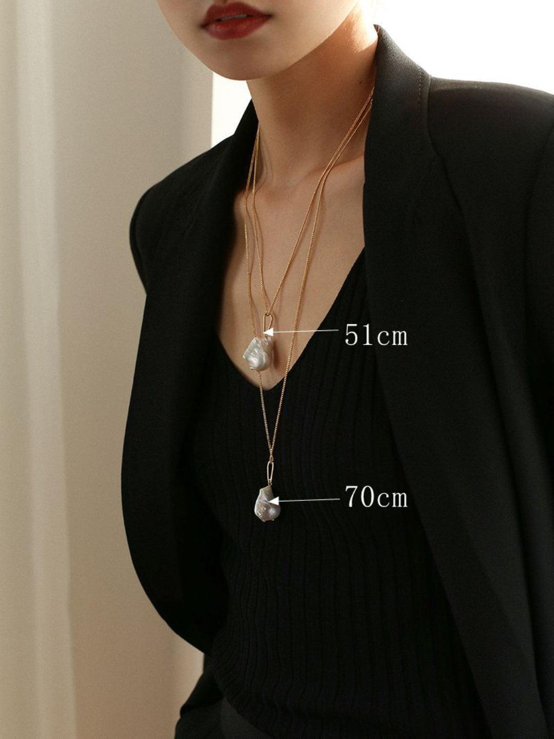 Baroque Pearl Pendant Long Necklace - Gembea Jewelry