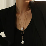 Baroque Pearl Pendant Long Necklace - Gembea Jewelry