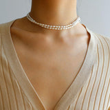 Pearl White Agate Long Necklace - Gembea Jewelry