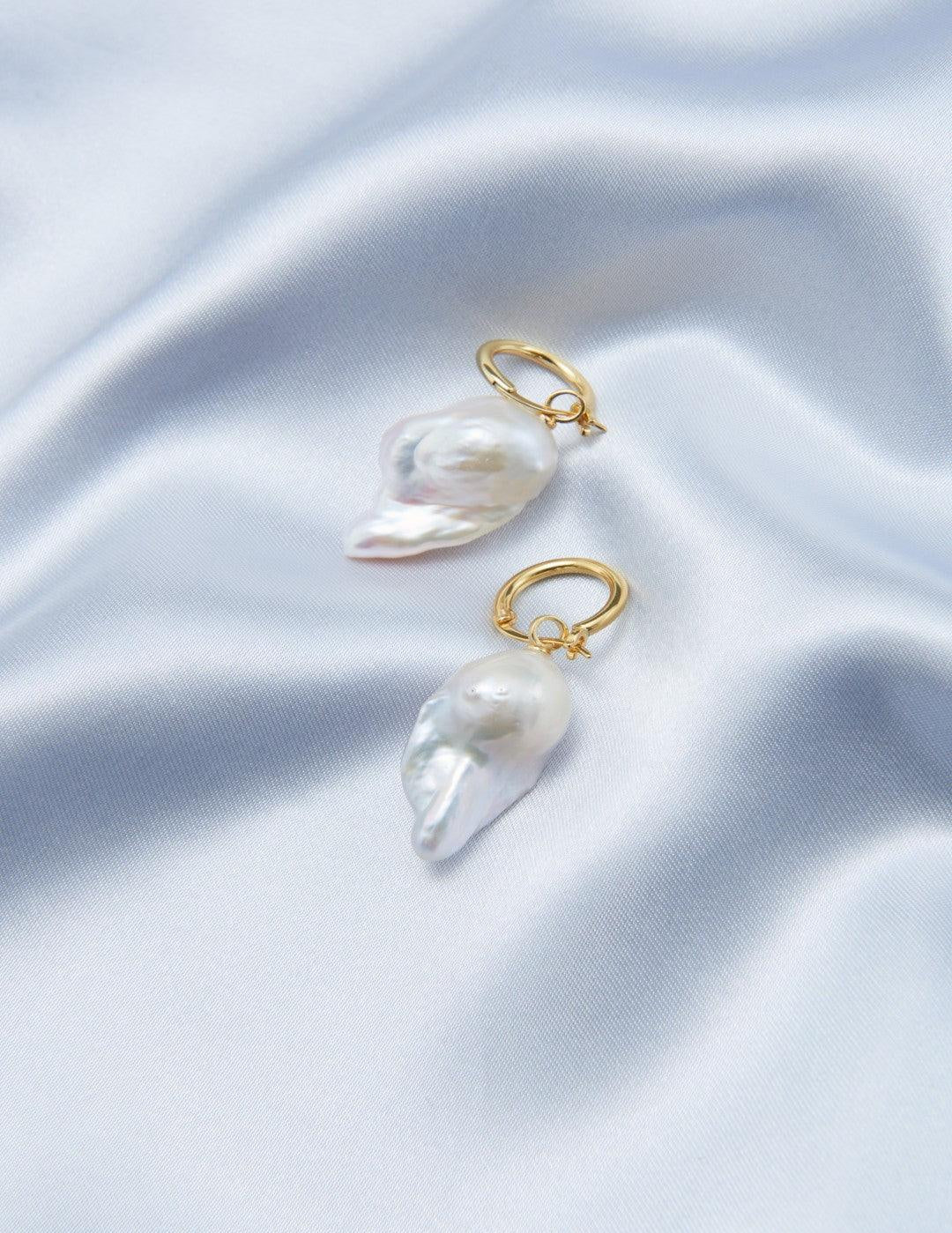 Baroque Pendant Hoop Earrings - Gembea Jewelry