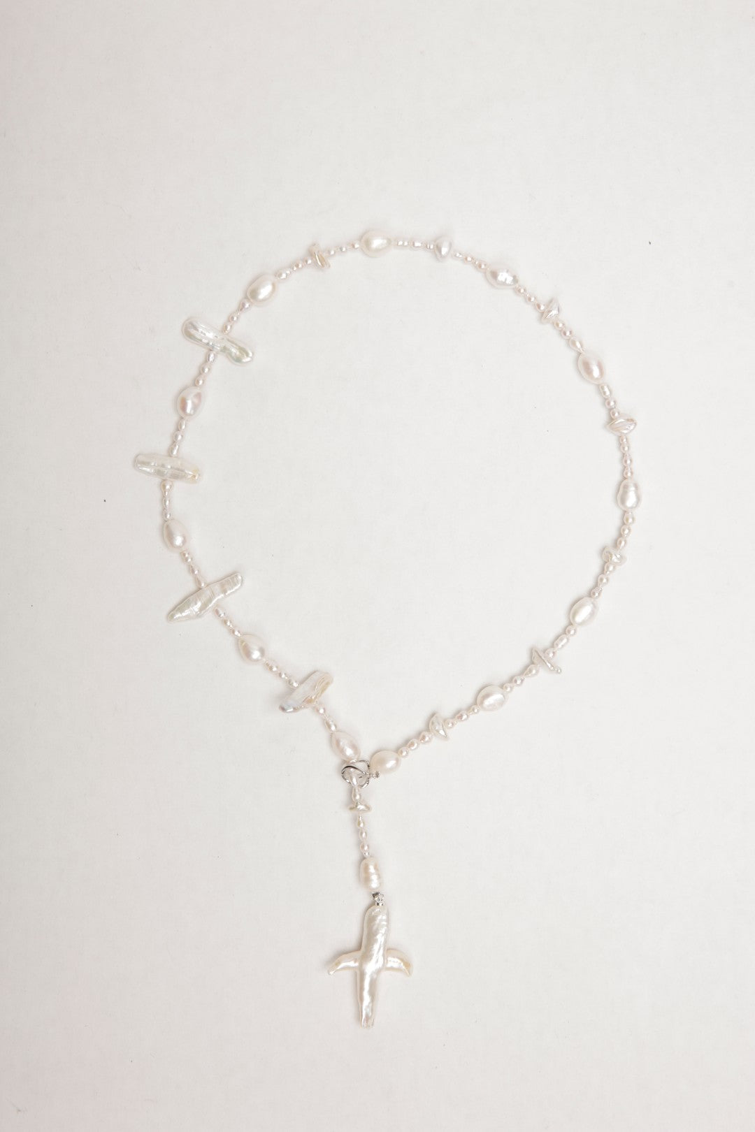 Gembea Jewelry Long Baroque Pearl Cross Necklace