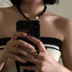 Gembea Jewelry Black Agate Gravel Pearl Necklace