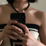 Gembea Jewelry Black Agate Gravel Pearl Necklace
