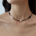 Sea's Embrace Series Pearl Black Agate Necklace - Gembea Jewelry