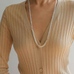 Pearl White Agate Long Necklace - Gembea Jewelry