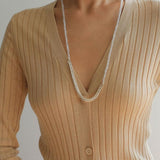 Pearl White Agate Long Necklace - Gembea Jewelry