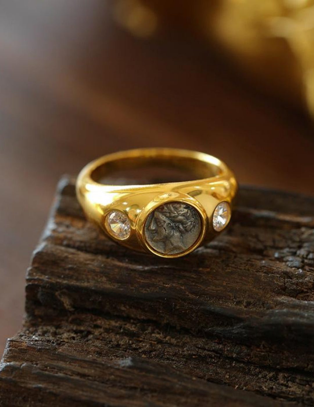 Style B Vintage Antique Coin Narcissus Gold Ring-Gembea Jewelry