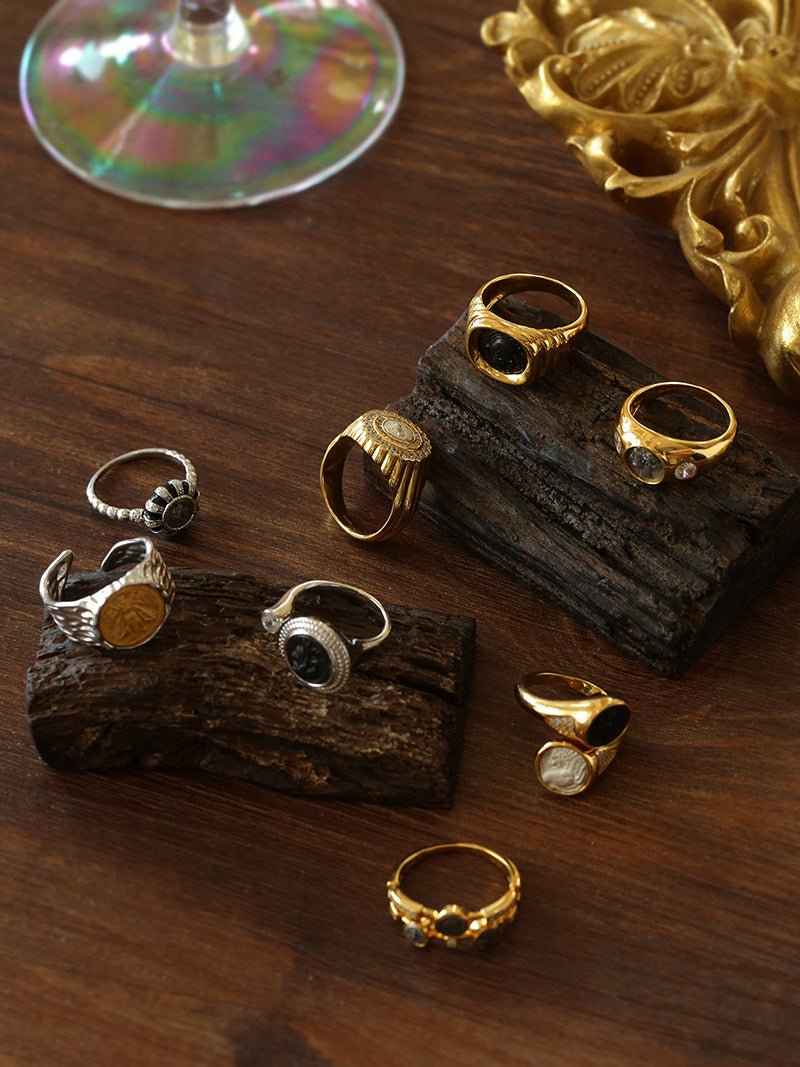 Style B Vintage Antique Coin Narcissus Gold Ring-Gembea Jewelry