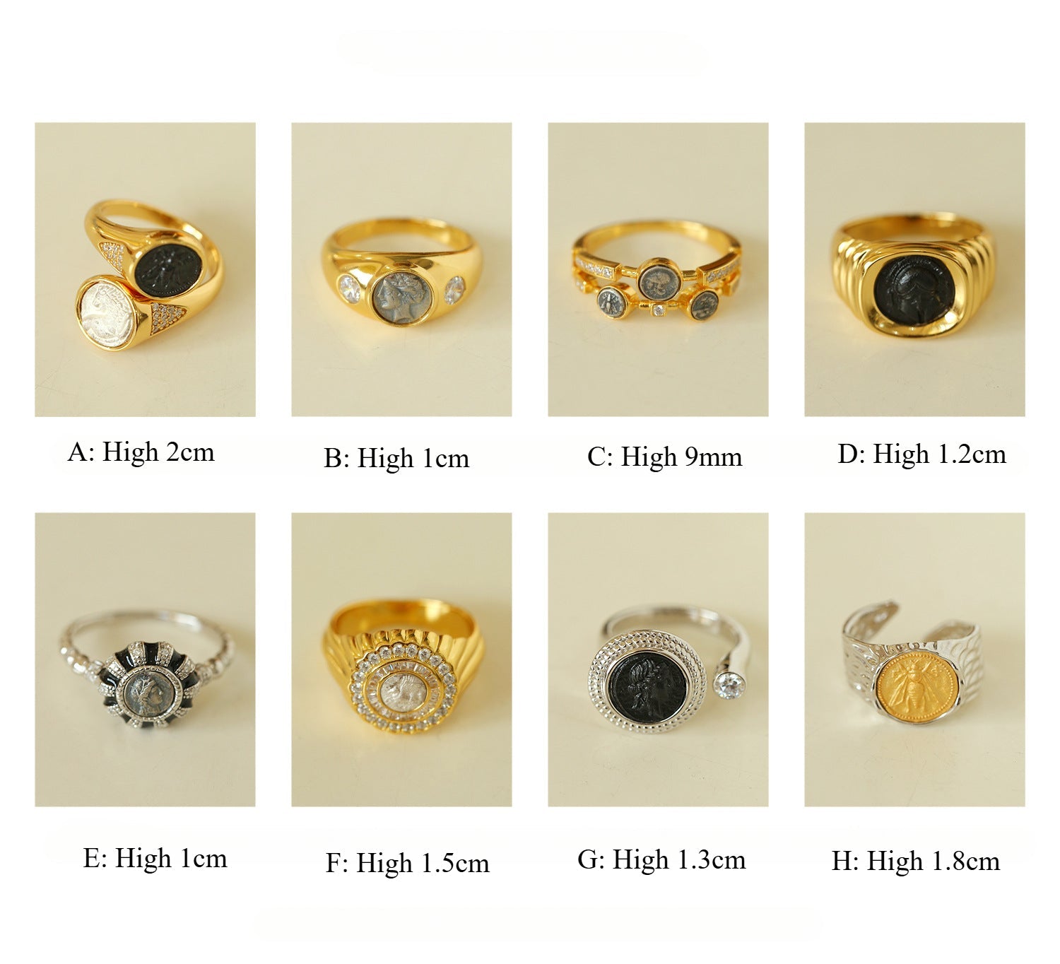 Style C Vintage Antique Three Silver Coins Ring