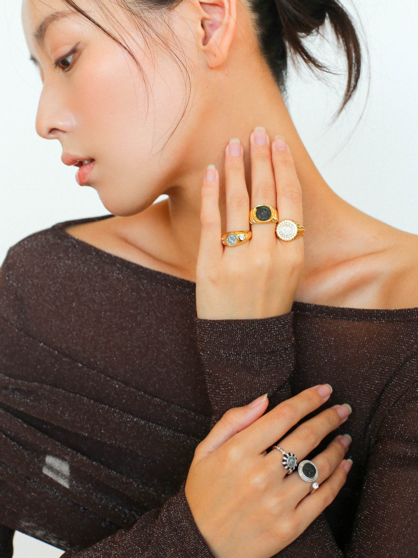 Style B Vintage Antique Coin Narcissus Gold Ring-Gembea Jewelry