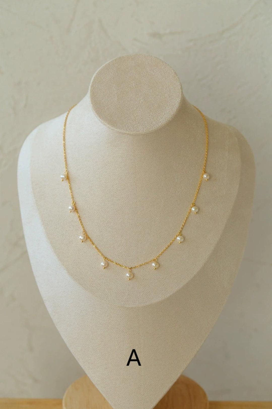 Overlay Natural Pearl Pendant Necklace - Gembea Jewelry