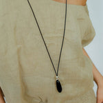 Adjustable Black Agate Teardrop Necklace gembea jewelry