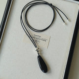 Adjustable Black Agate Teardrop Necklace gembea jewelry
