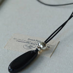 Adjustable Black Agate Teardrop Necklace gembea jewelry
