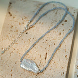 Sea's Embrace Series Aquamarine Pearl Necklace - Gembea Jewelry
