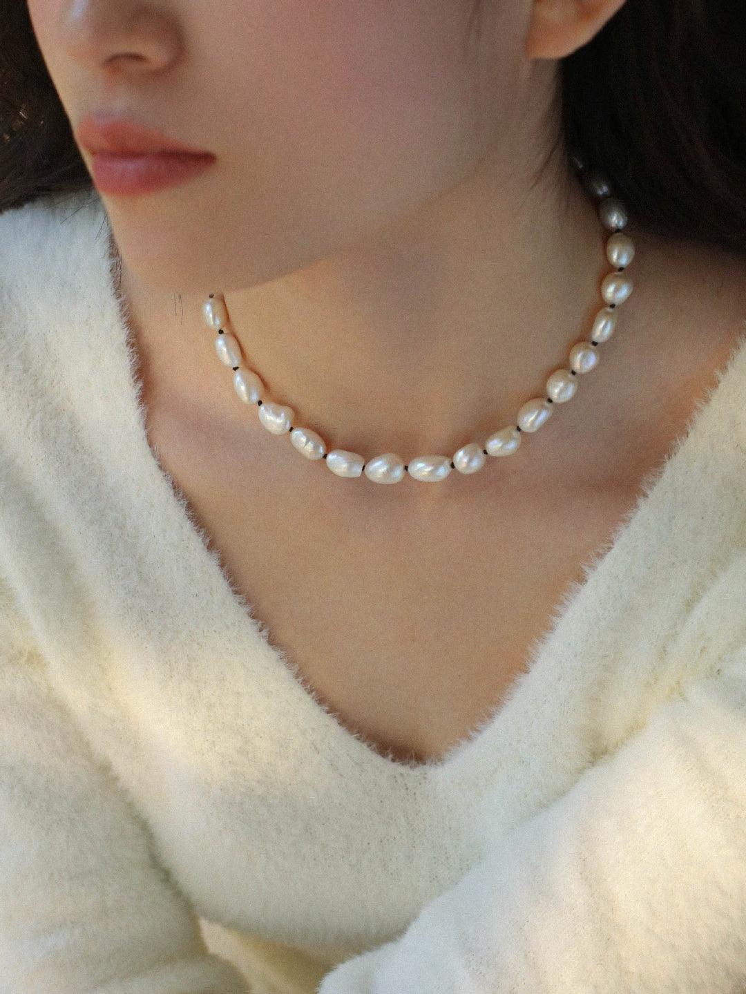 Baroque Rice Pearl Beaded Necklace - Gembea Jewelry