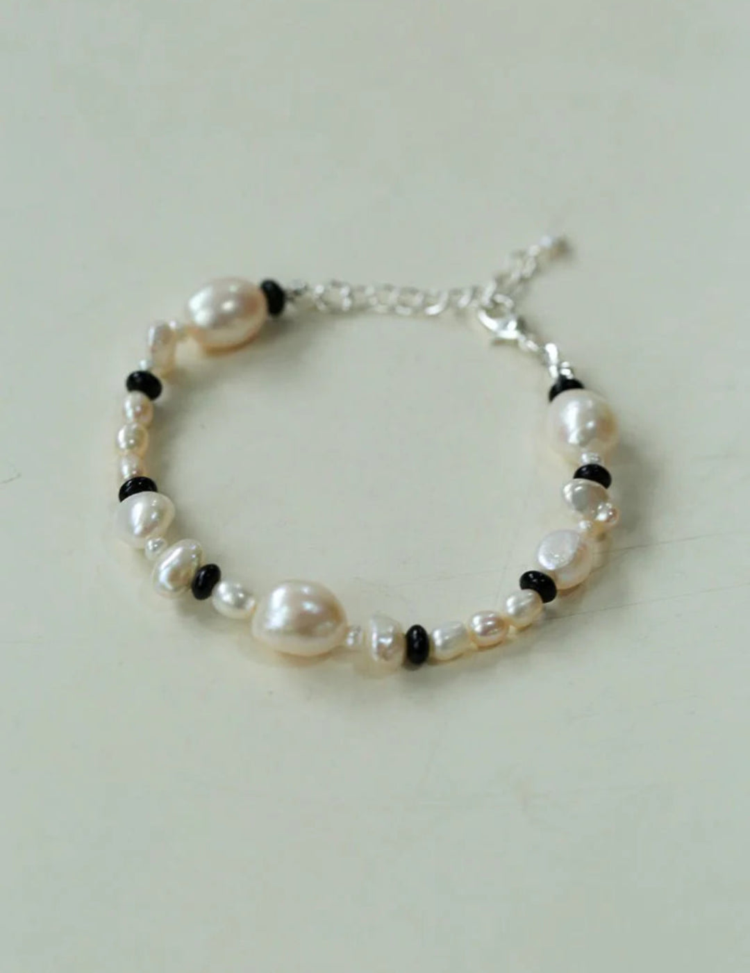 Baroque Pearl Black Agate Beaded Bracelet gembea jewelry