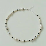 Baroque Pearl Black Agate Beaded Necklace Gembea Jewelry