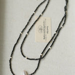 Baroque Pearl Black Spinel Beaded Long Necklace gembea jewelry