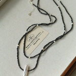 Baroque Pearl Black Spinel Beaded Long Necklace gembea jewelry