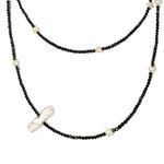 Baroque Pearl Black Spinel Beaded Long Necklace gembea jewelry