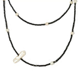 Baroque Pearl Black Spinel Beaded Long Necklace gembea jewelry