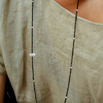 Baroque Pearl Black Spinel Beaded Long Necklace gembea jewelry