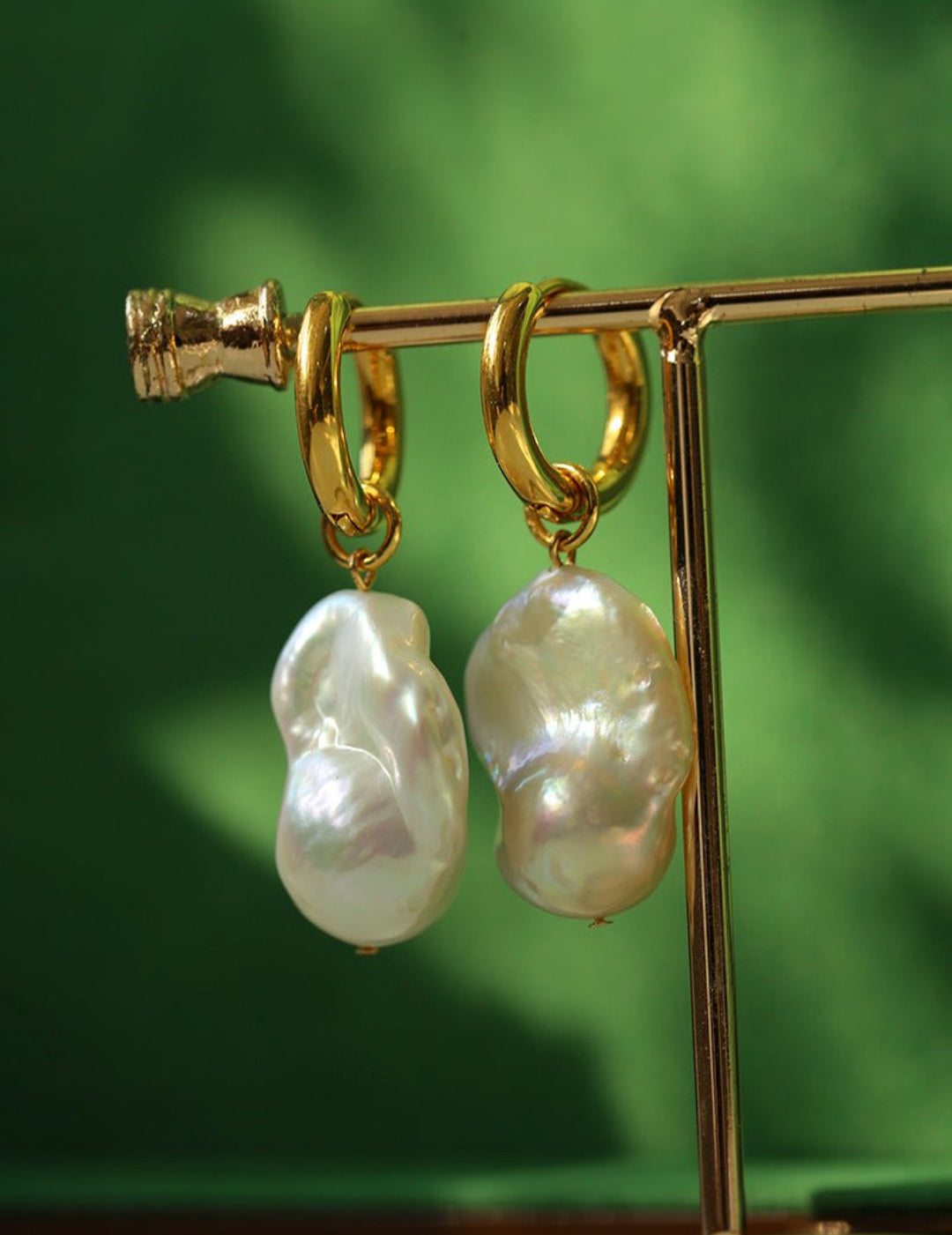 Baroque Pearl Drop Hoop Earrings gembea jewelry