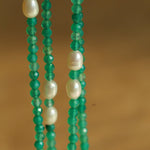 Baroque Pearl Green Agate Long Necklace gembea jewelry