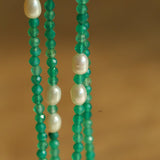 Baroque Pearl Green Agate Long Necklace gembea jewelry