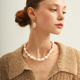 Baroque Pendant Hoop Earrings - Gembea Jewelry
